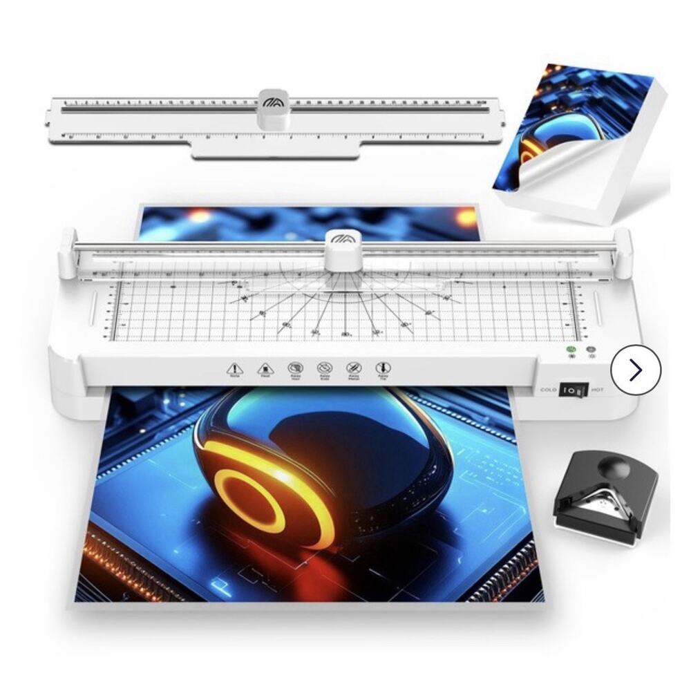 Laminator 13 Inch Wide with Laminating Sheets 50pcs, Machine Hot and Cold